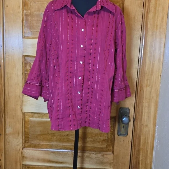 Gitano Y2K Red 3/4 Sleeve Top 18/20 - Picture 1 of 5